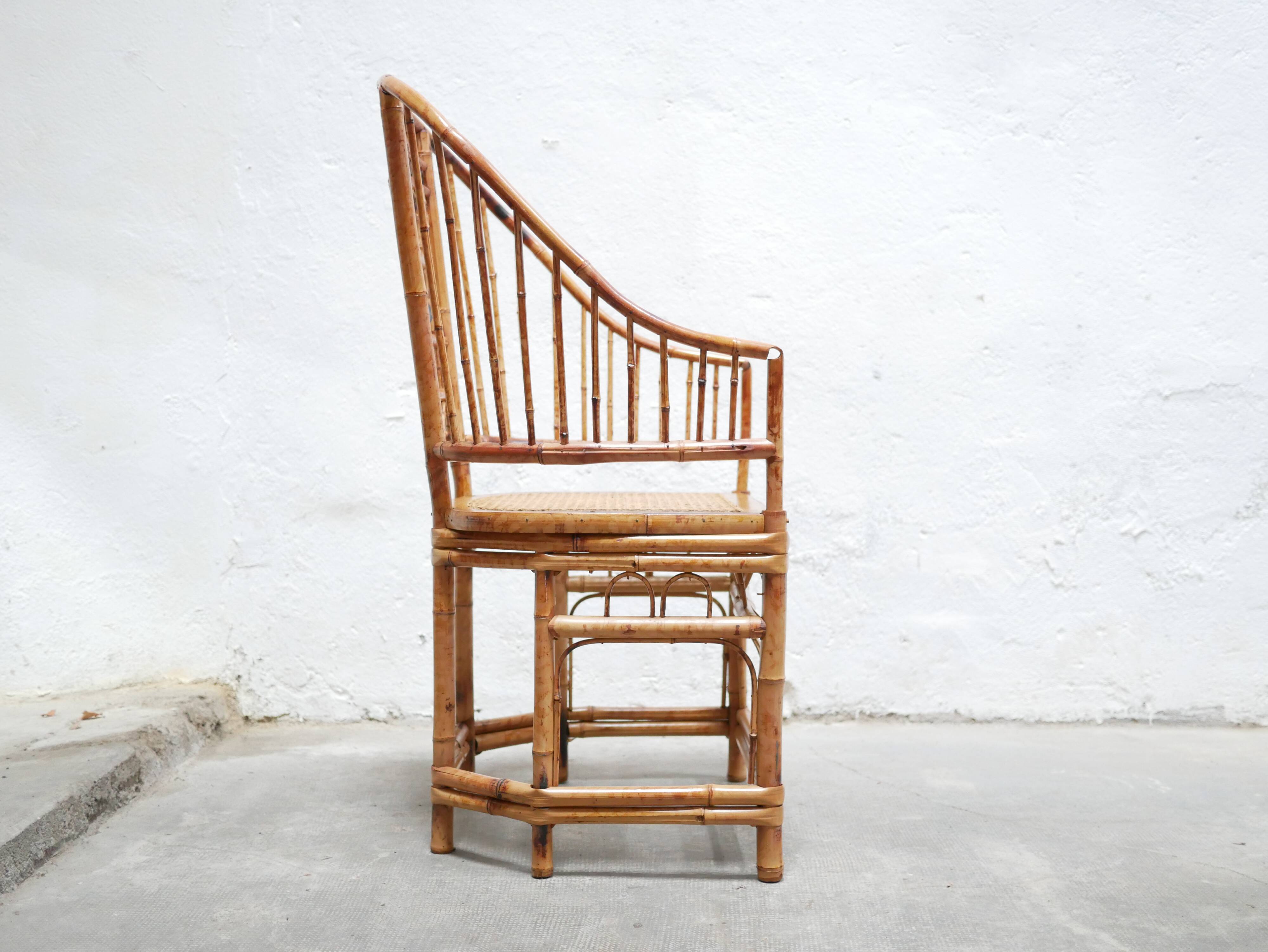 Vintage armchair canned in bamboo