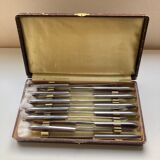 Old box 12 knives Art Deco Bakelite and chromed metal Apollonox