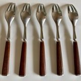 Set de 5 fourchettes à gateau Dansk Design en teck 1980
