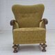 1960s, Danish armchair, furniture cotton/wool fabric, solid oak wood.