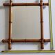 Antique mirror in turned bamboo-style wood, 46 x 54 cm