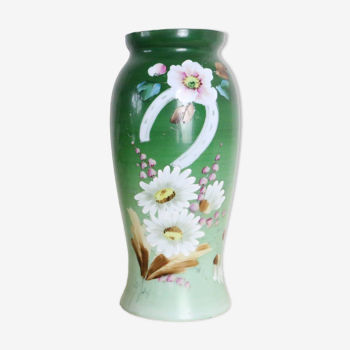 Opaline glass vase, hand painted, 1960