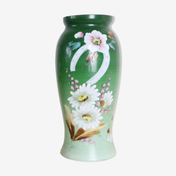 Vase en verre opalin, peint à la main, 1960