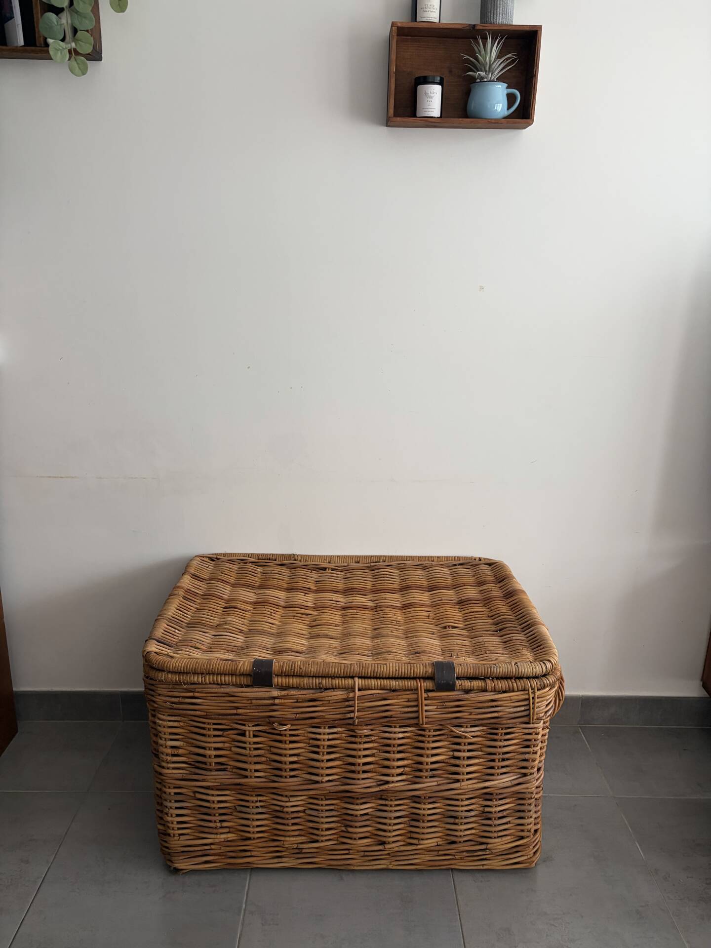 Large vintage wicker trunk