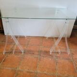 Plexiglas trestle desk from the 70s