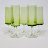 5 flûtes à champagne en verre soufflé vert