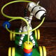 Old wooden toy, zebra car, to pull and push