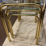 Golden brass nesting tables