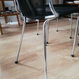 Suite of 6 Chairs and 1 Scoubidou stool André MONPOIX 1960
