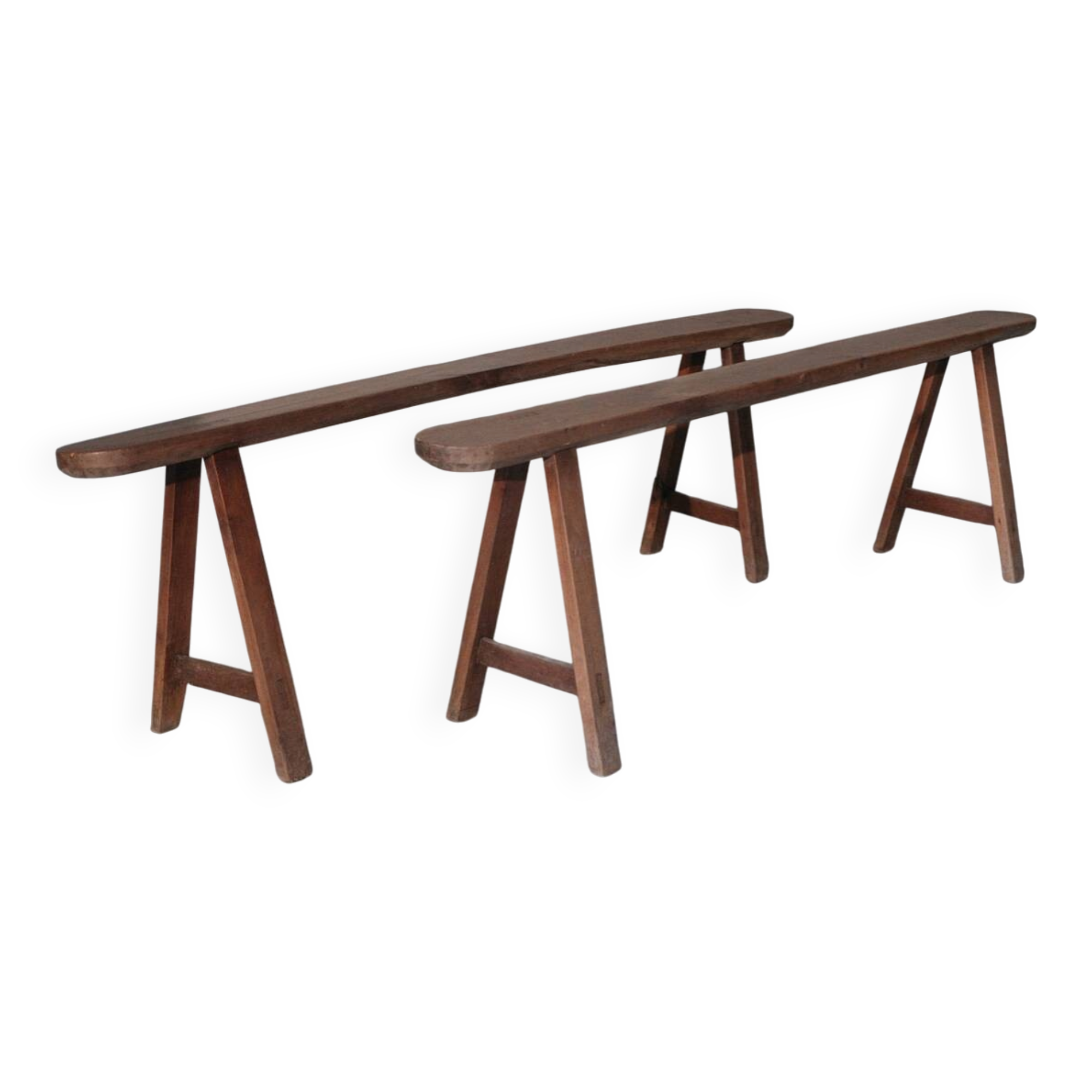 2 bancs de ferme en bois de cerisier