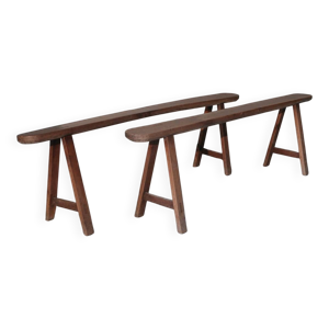 2 bancs de ferme en bois