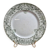 Antique ironstone plate from Creil and Montereau, Compiègne green model.