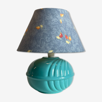 Lampe boule en céramique bleue années 80