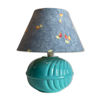 Lamp ceramic ball blue 80s