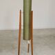 Rocket green floor lamp by Novoplast fiber and wood 1960