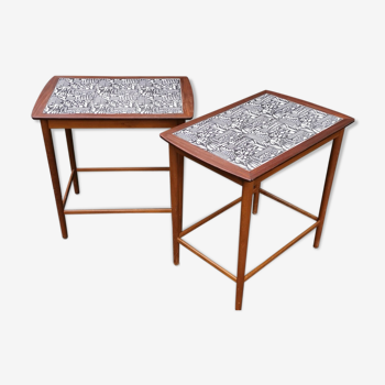 Two magnificent Scandinavian teak and earthenware 60s services