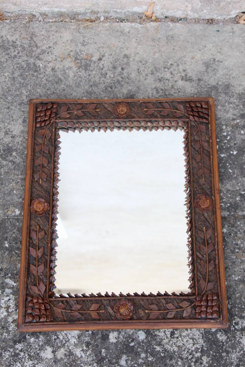 Miroir Foret Noire Tramp Art XIXème