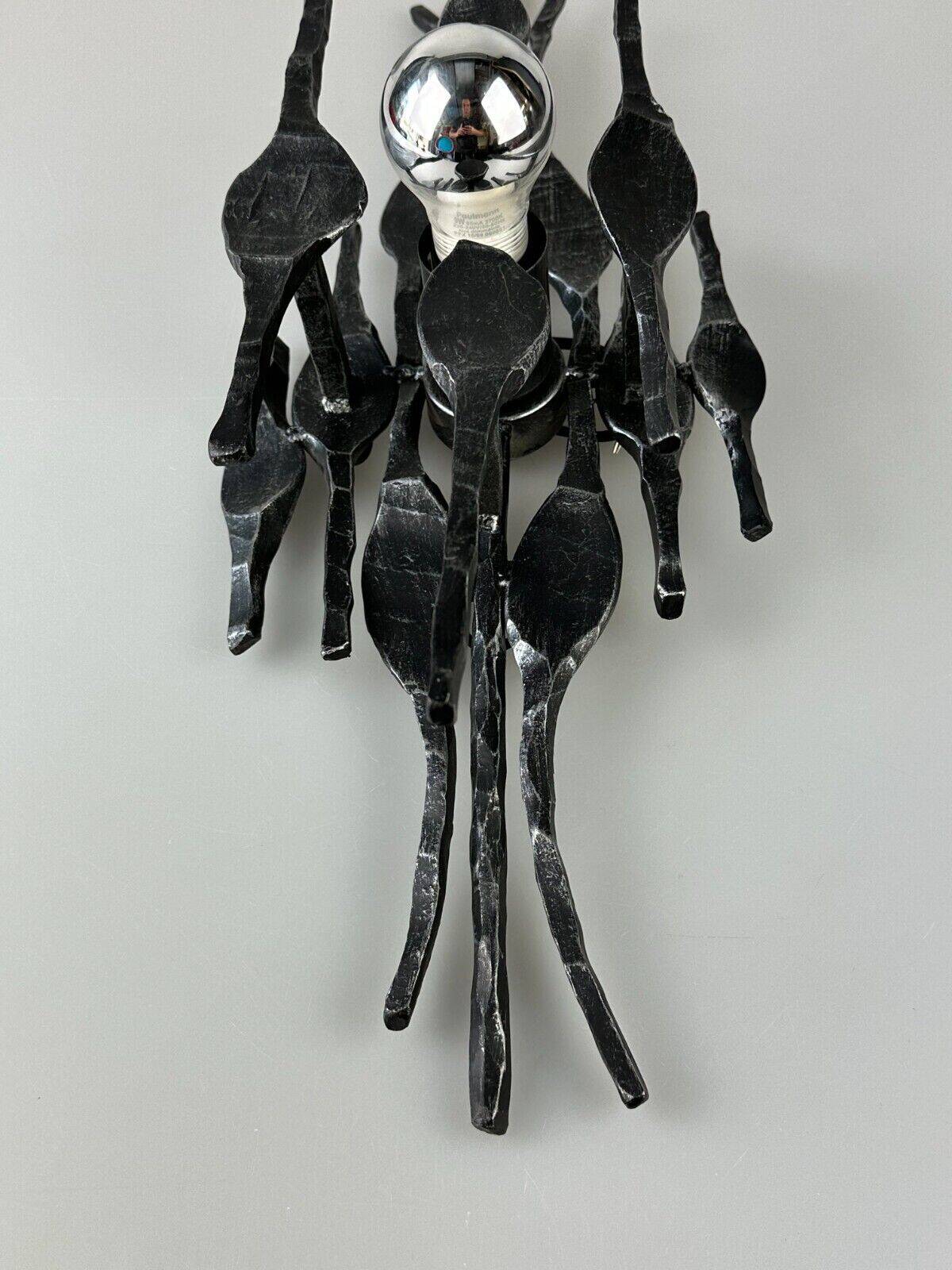 60's 70's brutalist wall lamp iron & glass wall sconce design