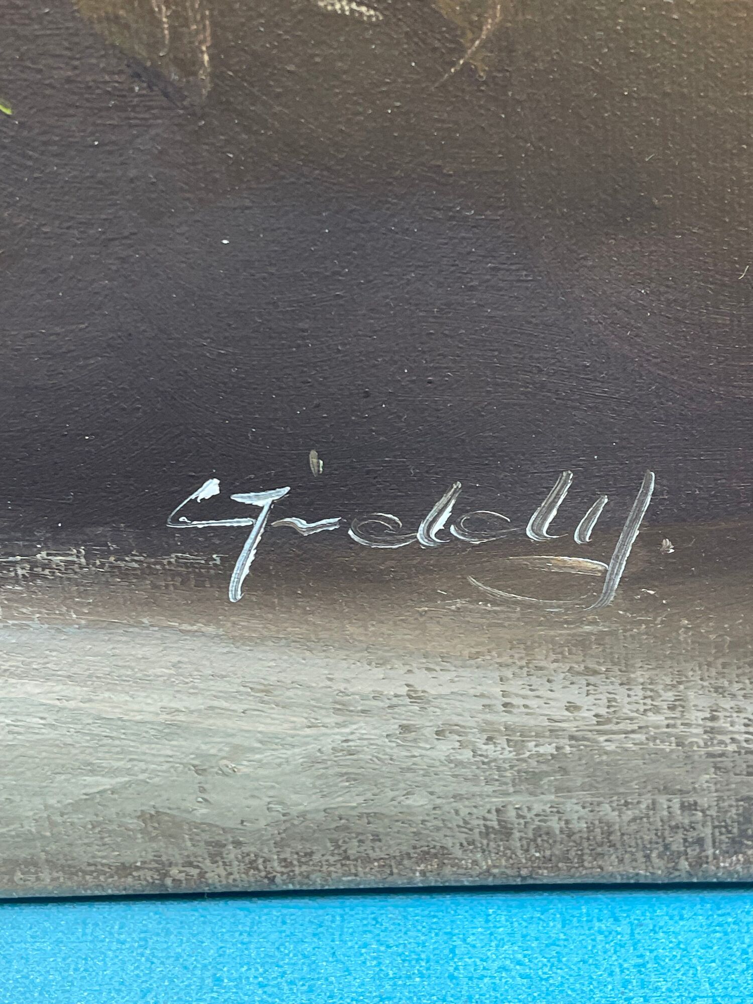 Vase au bouquet, signature à identifier, huile sur toile