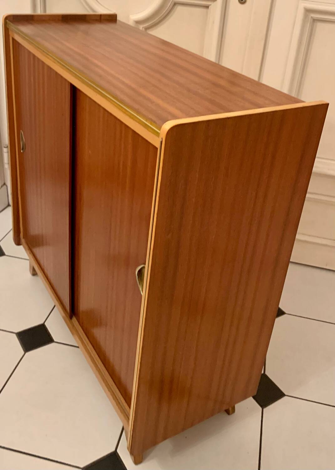 Vintage shoe cabinet with compass feet