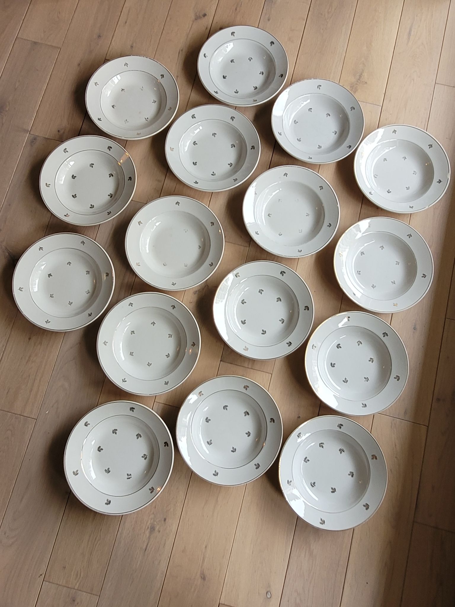 Lot de 16 assiettes creuses porcelaine opaque Badonviller