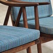 Pair of blue boomerang armchairs by Antonin Suman for Ton (Thonet) 1960