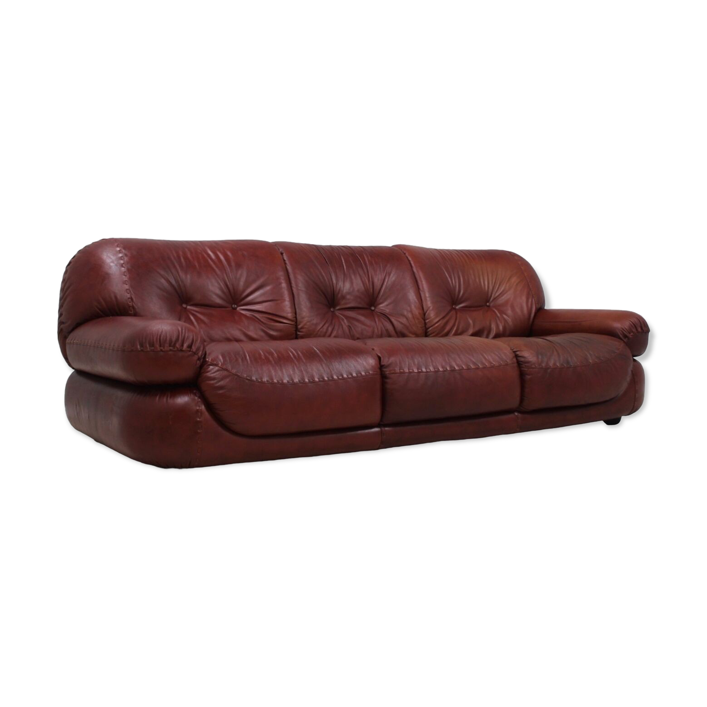 Vintage leather 3 seater sofa Mobil Girgi, 1970s