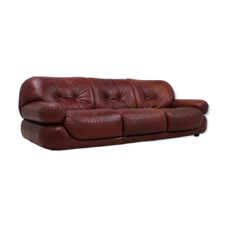 Vintage leather 3 seater sofa Mobil Girgi, 1970s