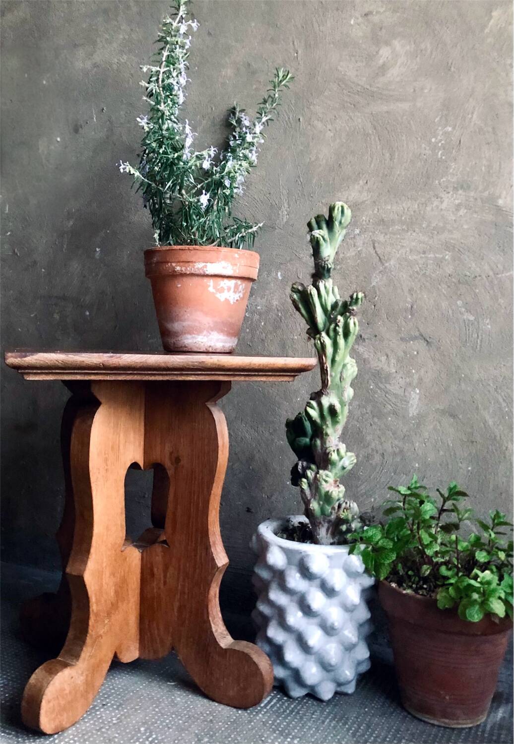 Brutalist oak side table