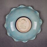 Longwy coupe model Roxane – Floral enamels on a crackled turquoise background