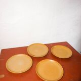Vintage grès speckled  stoneware dinner plates * set of 6 * minimal mid-century tableware * 24.5 cm