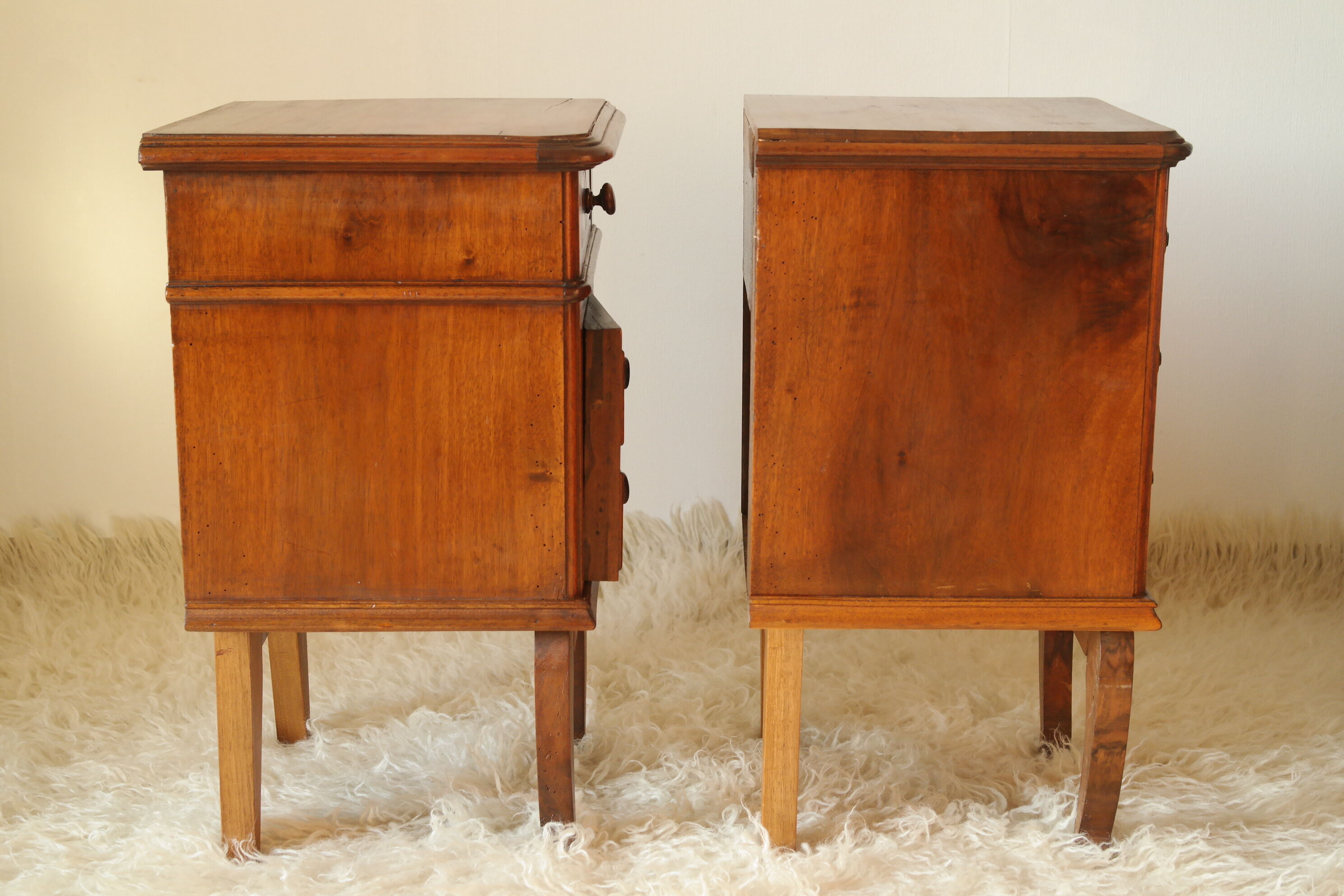 Pair of old walnut bedsides