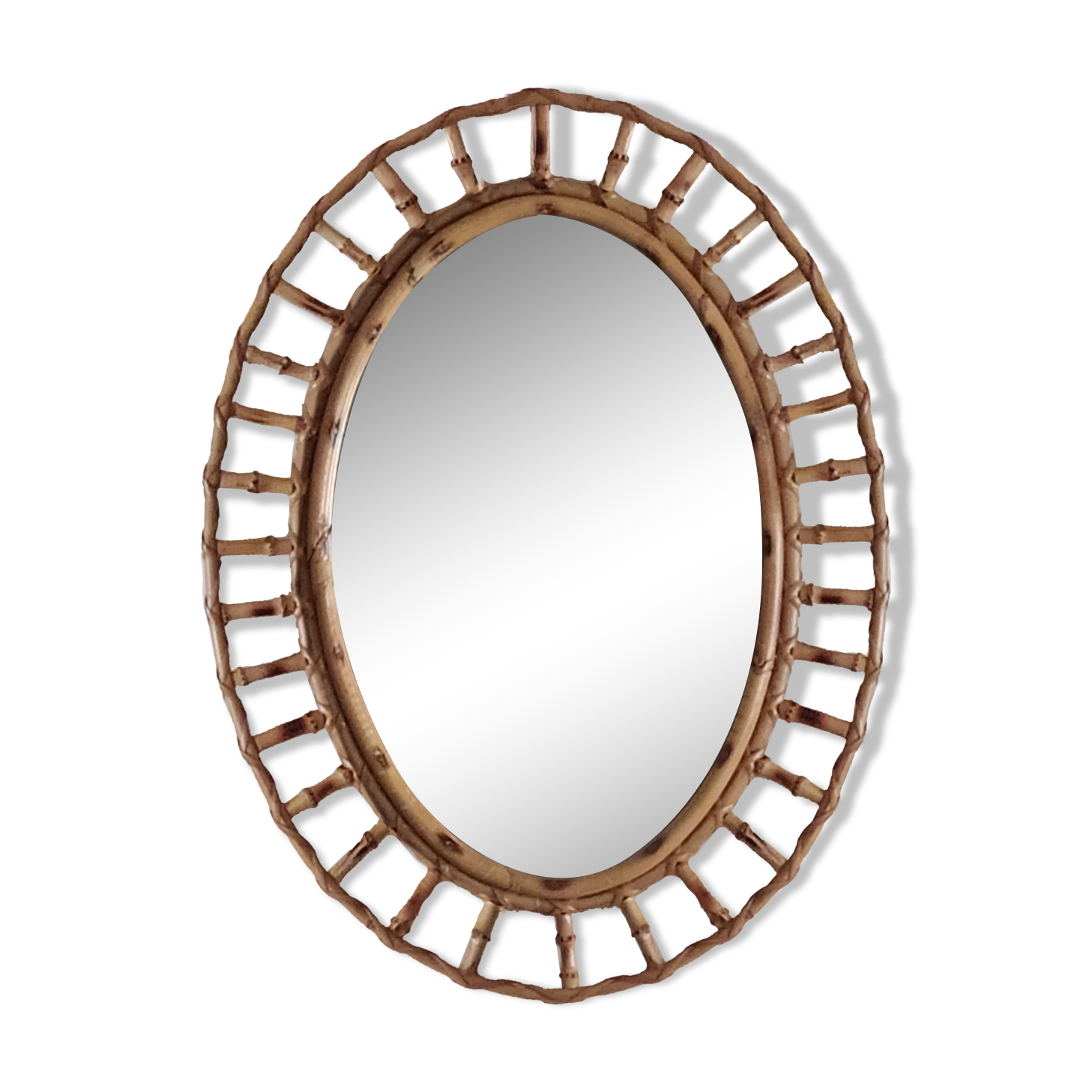 Miroir en bambou vintage