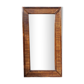 Mirror maugrion, bamboo and rattan, vintage, 80s