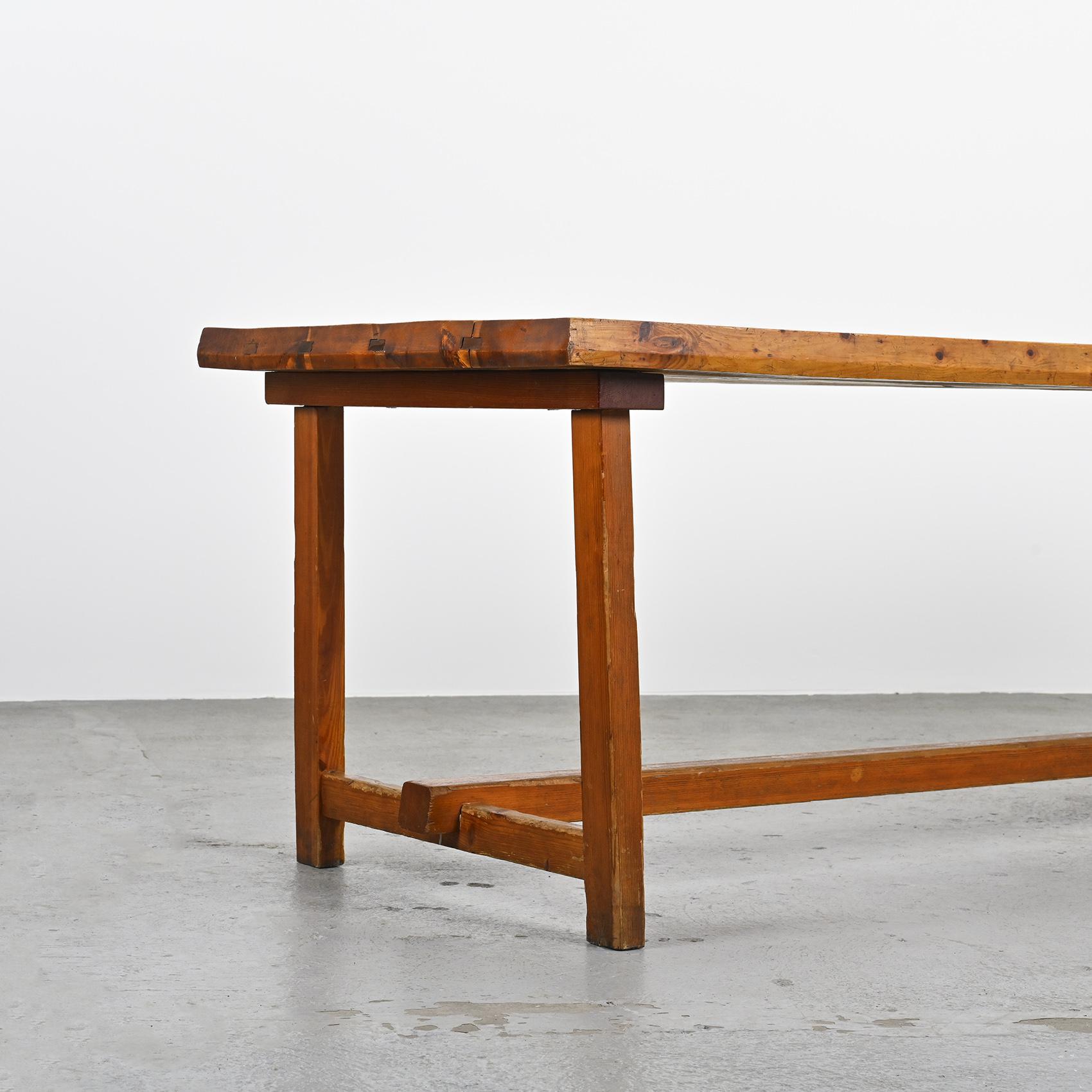 Solid pine table by Christian Durupt, 1970s