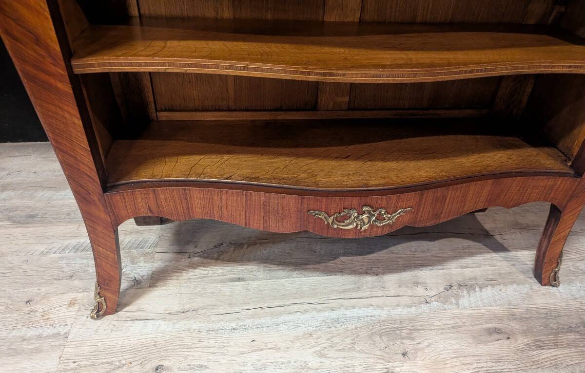Bureau in the Louis XV style with rosewood marquetry and a marble top.