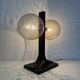 Lampe de table Temde Leuchten avec des sphères en contreplaqué et en verre, années 1970.