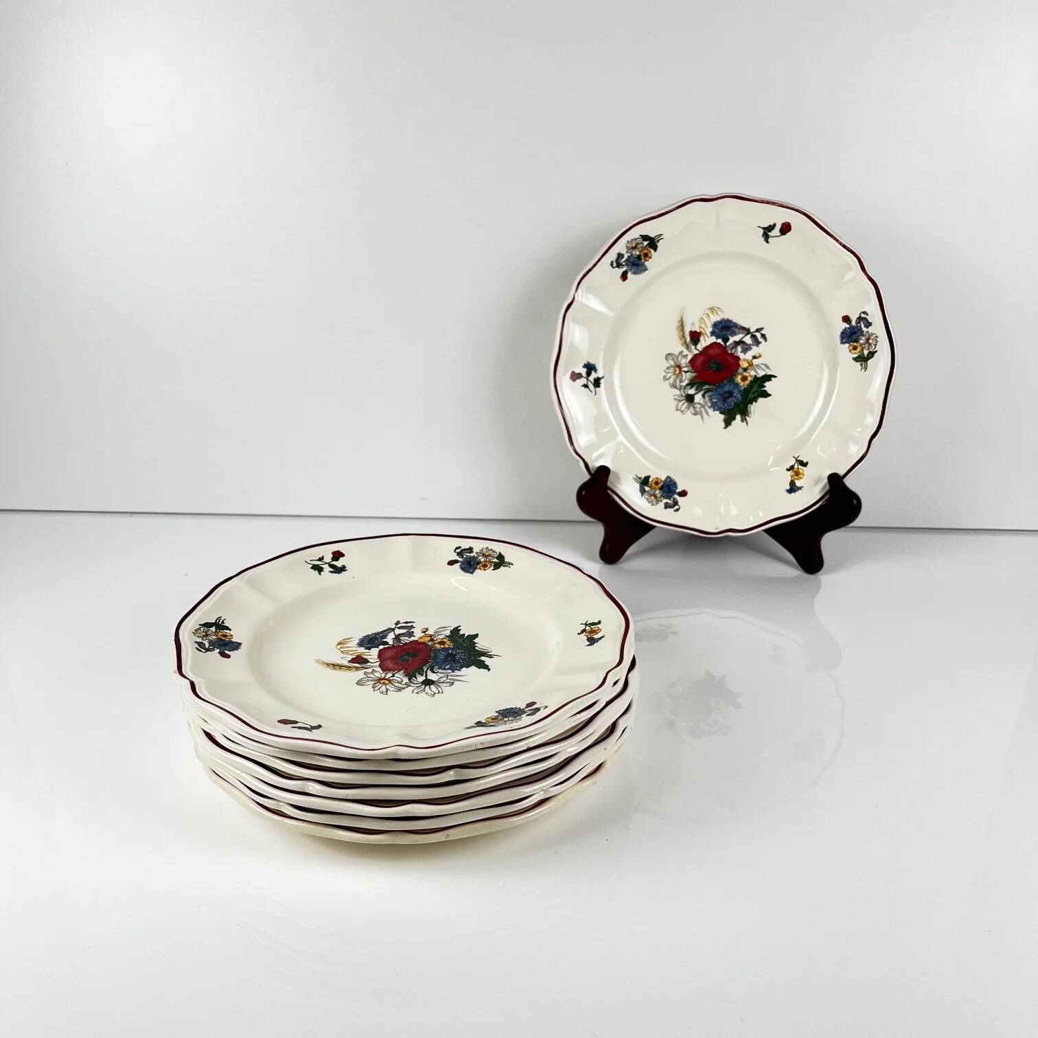 Set of 8 dessert plates "Agreste" Sarreguemines, 20th century
