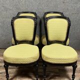 4 chaises époque Napoléon III en bois laqué noir vers 1850