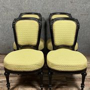 Set of 4 Napoleon III period chairs in black lacquered wood circa 1850