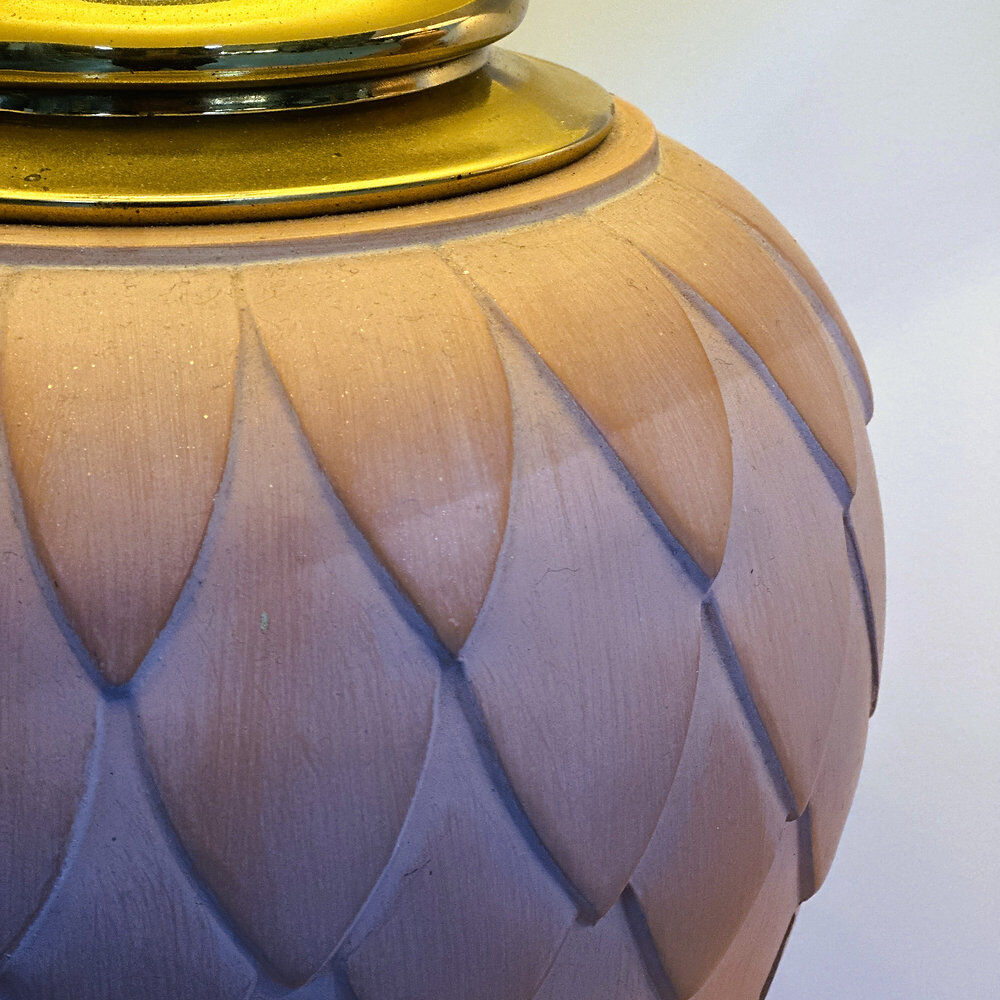 French pair of terracotta ceramic table lamps, 1980s