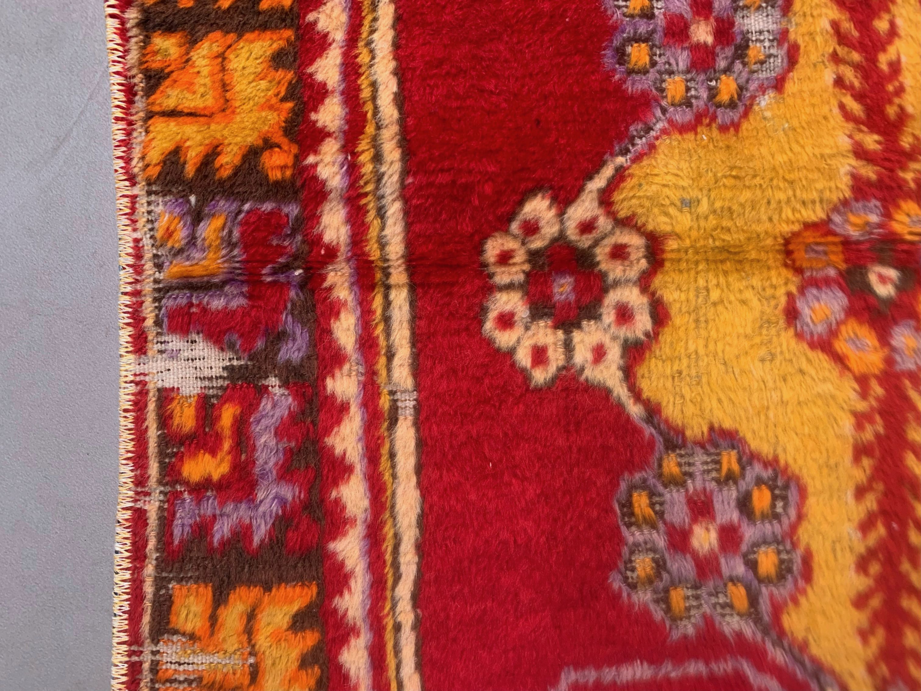 Turkish oushak rug 140x77 cm vintage carpet