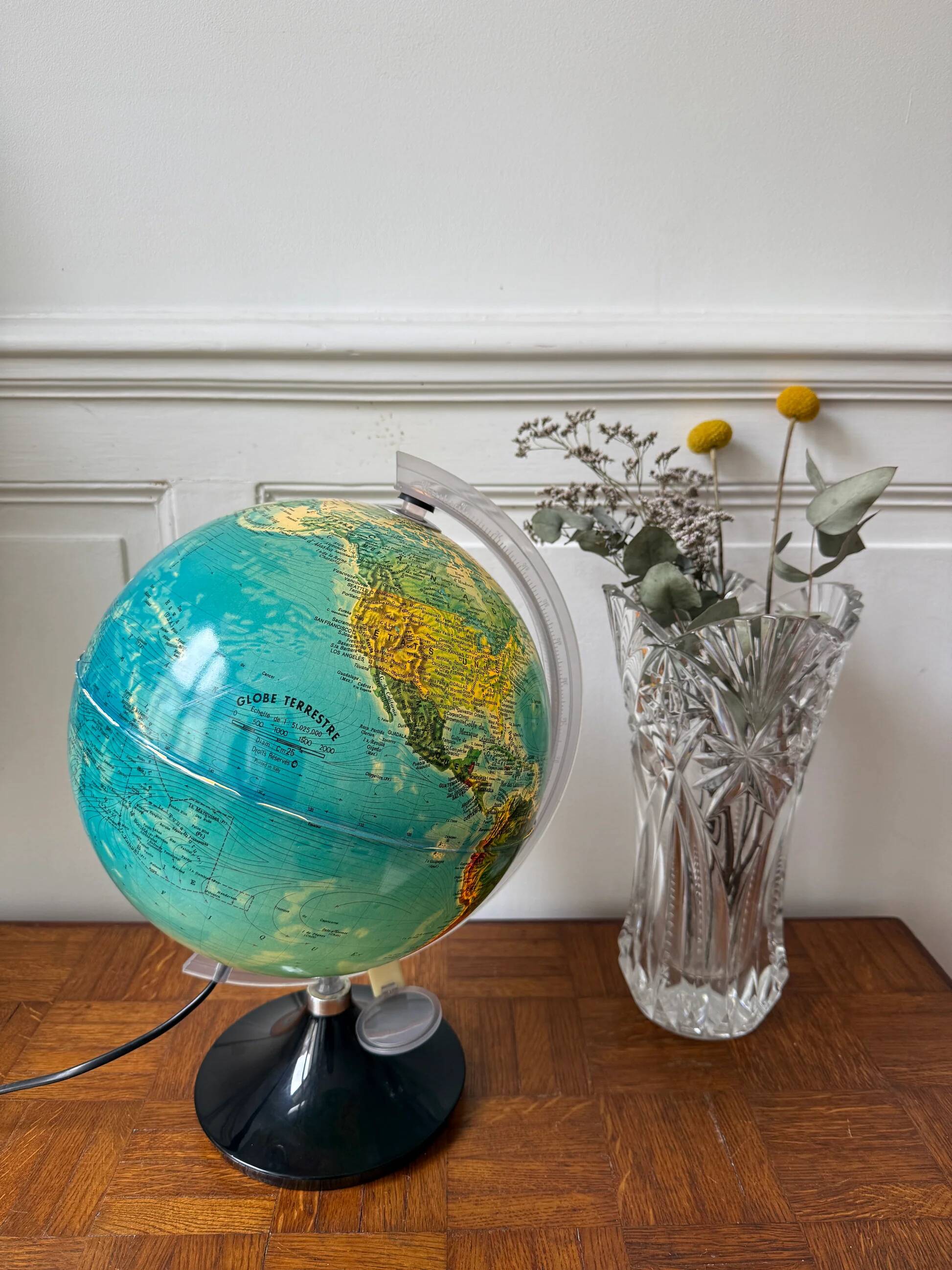 Illuminated terrestrial globe Tecnodidattica – Made in Italy 1970/80
