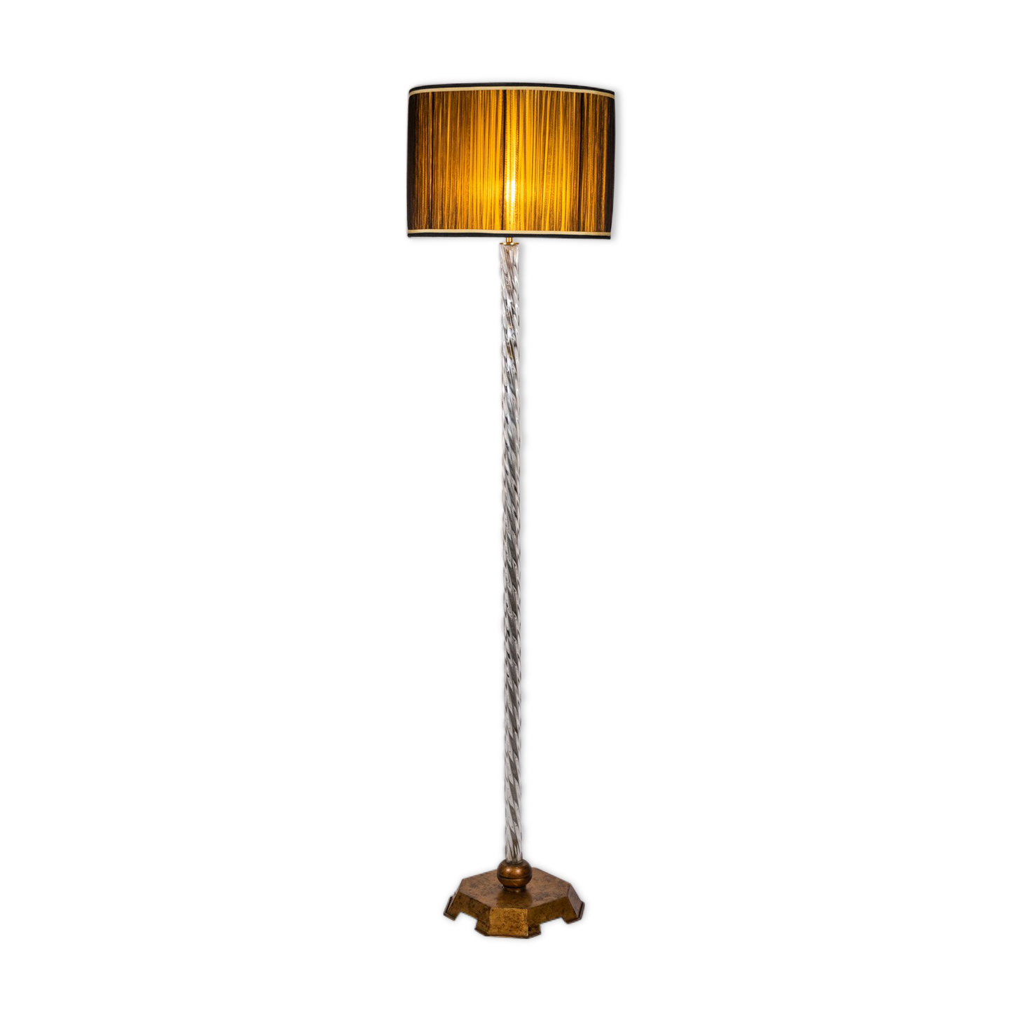 Glass and gilded metal floor lamp, 1950s