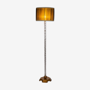 Lampadaire en verre et métal doré, années 1950