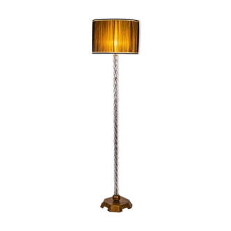 Lampadaire en verre et métal doré, années 1950