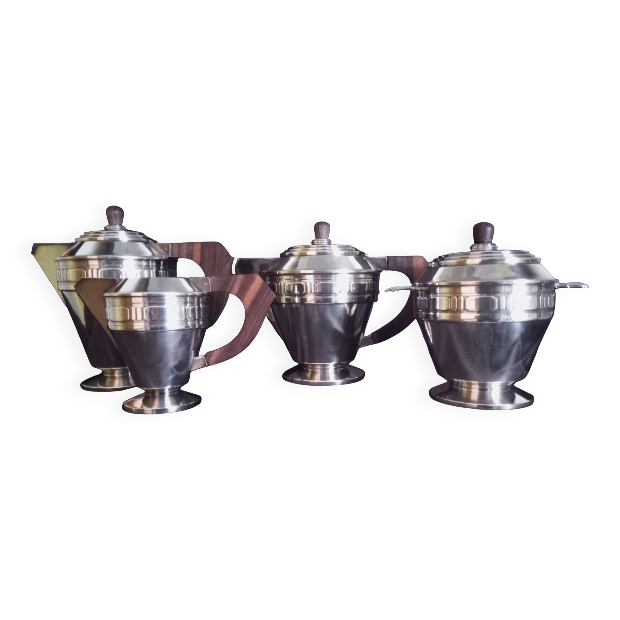 Art Deco silver-plated coffee and tea service, stamped.