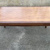 Grande table extensible, marqueterie, chêne, vintage, années 50