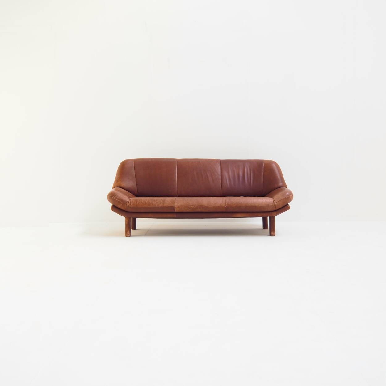 3-Seater Sofa with Great Patina in Brown Leather Upholstery