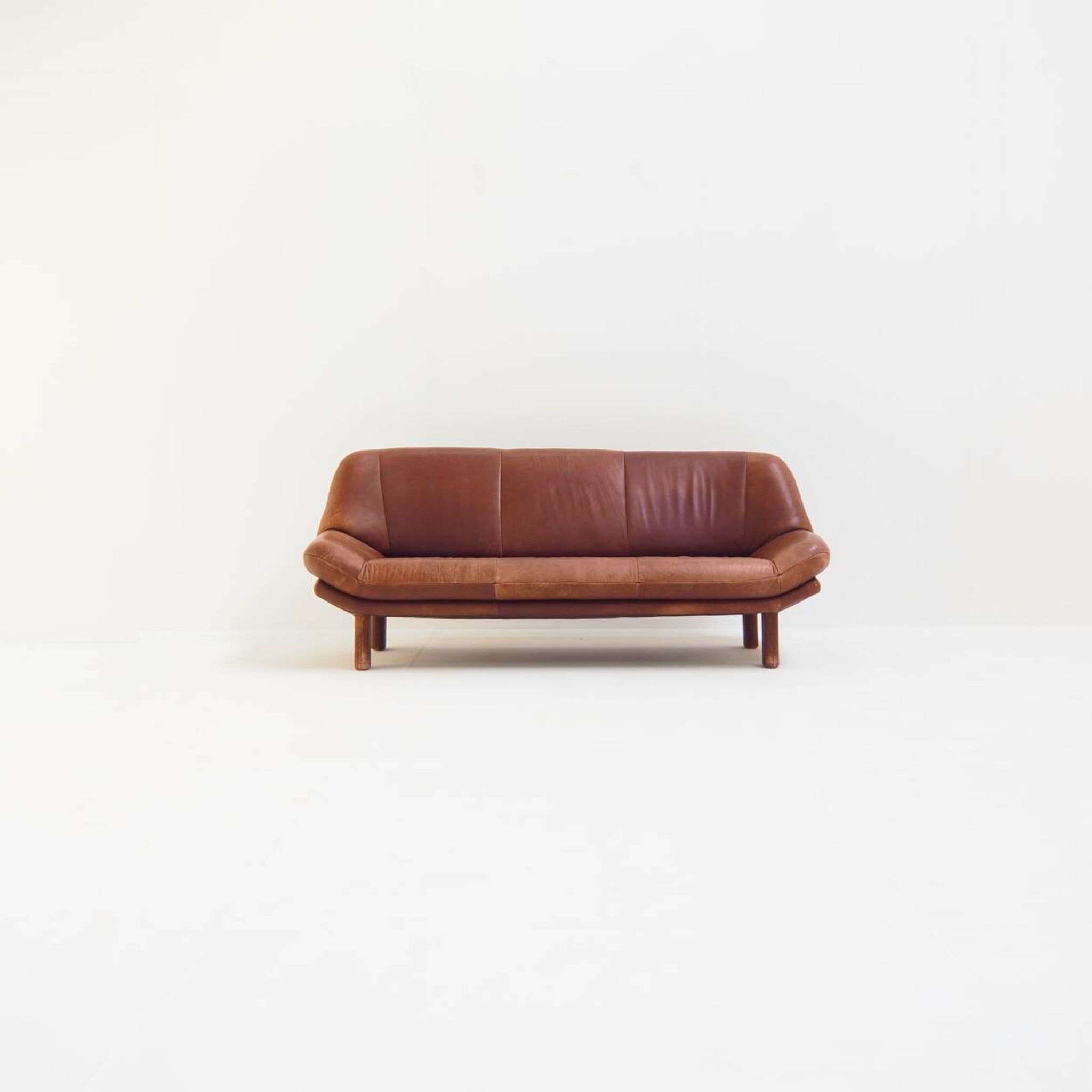 3-Seater Sofa with Great Patina in Brown Leather Upholstery